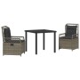 Conjunto de Comedor de Jardín 3 pcs Gris ratán sintético