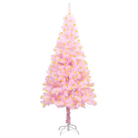 Árbol de Navidad Artificial con LEDs y soporte PVC rosa 150 cm