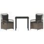 Conjunto de Comedor de Jardín 3 pcs Gris ratán sintético