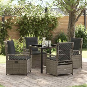 Conjunto de Comedor de Jardín 5 pcs Gris ratán sintético