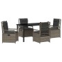 Conjunto de Comedor de Jardín 5 pcs Gris ratán sintético