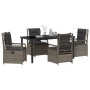 Conjunto de Comedor de Jardín 5 pcs Gris ratán sintético