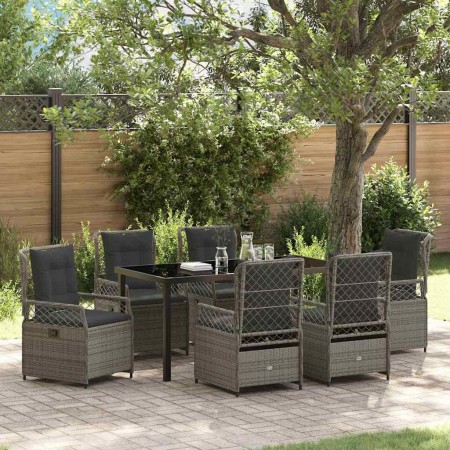 Conjunto de Comedor de Jardín 7 pcs Gris ratán sintético