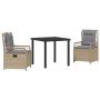 Conjunto de Comedor de Jardín 3 pcs Beige ratán sintético