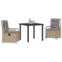 Conjunto de Comedor de Jardín 3 pcs Beige ratán sintético