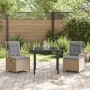 Conjunto de Comedor de Jardín 3 pcs Beige ratán sintético