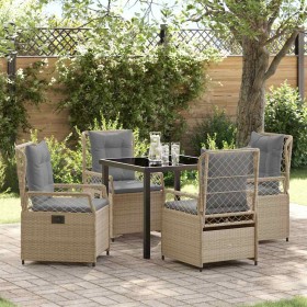 Conjunto de Comedor de Jardín 5 pcs Beige ratán sintético