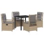 Conjunto de Comedor de Jardín 5 pcs Beige ratán sintético