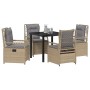 Conjunto de Comedor de Jardín 5 pcs Beige ratán sintético