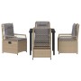 Conjunto de Comedor de Jardín 5 pcs Beige ratán sintético