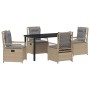 Conjunto de Comedor de Jardín 5 pcs Beige ratán sintético