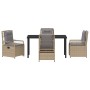 Conjunto de Comedor de Jardín 5 pcs Beige ratán sintético