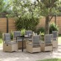 Conjunto de Comedor de Jardín 7 pcs Beige ratán sintético