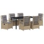 Conjunto de Comedor de Jardín 7 pcs Beige ratán sintético