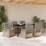 Conjunto de Comedor de Jardín 7 pcs Beige ratán sintético