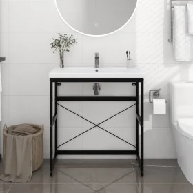 Schwarze Waschbeckenstruktur aus Eisen, 79 x 38 x 83 cm von vidaXL, Badezimmerwaschtische - Ref: Foro24-338501, Preis: 85,51 ...