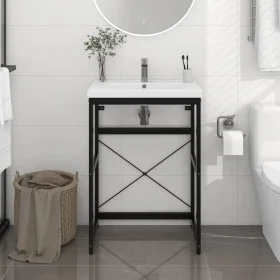 Black iron washbasin structure 59x38x83 cm by vidaXL, bathroom vanities - Ref: Foro24-338500, Price: 73,91 €, Discount: %