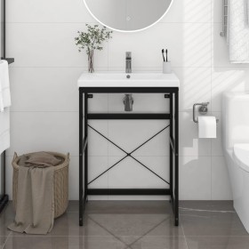 Estructura de lavabo de hierro negro 59x38x83 cm