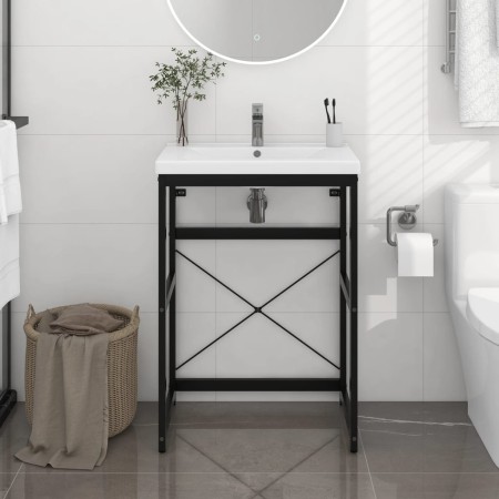 Black iron washbasin structure 59x38x83 cm by vidaXL, bathroom vanities - Ref: Foro24-338500, Price: 75,87 €, Discount: %
