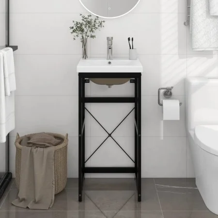 Bathroom structure with built-in black iron sink by vidaXL, bathroom vanities - Ref: Foro24-3101388, Price: 143,91 €, Discoun...