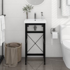 Black iron washbasin structure 40x38x83 cm by vidaXL, bathroom vanities - Ref: Foro24-338499, Price: 66,37 €, Discount: %