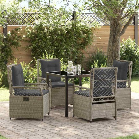 Conjunto de Comedor de Jardín 5 pcs Gris Claro ratán sintético