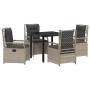 Conjunto de Comedor de Jardín 5 pcs Gris Claro ratán sintético