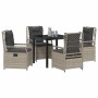 Conjunto de Comedor de Jardín 5 pcs Gris Claro ratán sintético
