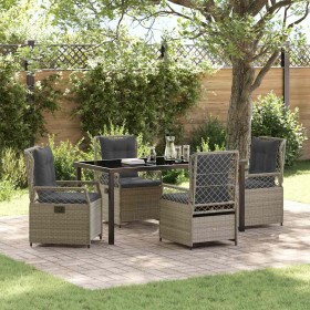 Conjunto de Comedor de Jardín 5 pcs Gris Claro ratán sintético