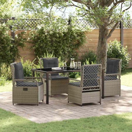 Conjunto de Comedor de Jardín 5 pcs Gris Claro ratán sintético