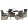 Conjunto de Comedor de Jardín 5 pcs Gris Claro ratán sintético