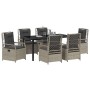 Conjunto de Comedor de Jardín 7 pcs Gris Claro ratán sintético