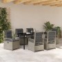 Conjunto de Comedor de Jardín 7 pcs Gris Claro ratán sintético