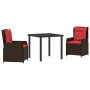 Conjunto de Comedor de Jardín 3 pcs Marrón Poliratán