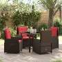 Conjunto de Comedor de Jardín 5 pcs Marrón Poliratán