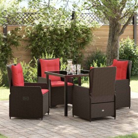 Conjunto de Comedor de Jardín 5 pcs Marrón Poliratán