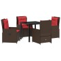 Conjunto de Comedor de Jardín 5 pcs Marrón Poliratán