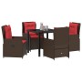 Conjunto de Comedor de Jardín 5 pcs Marrón Poliratán
