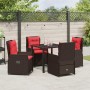 Conjunto de Comedor de Jardín 5 pcs Marrón Poliratán