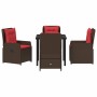 Conjunto de Comedor de Jardín 5 pcs Marrón Poliratán