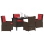 Conjunto de Comedor de Jardín 5 pcs Marrón Poliratán