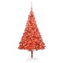 Árbol de Navidad preiluminado con luces y bolas rojo 240 cm