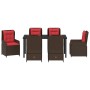 Conjunto de Comedor de Jardín 7 pcs Marrón Poliratán