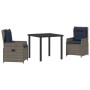 Conjunto de Comedor de Jardín 3 pcs Gris Poliratán