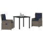 Conjunto de Comedor de Jardín 3 pcs Gris Poliratán