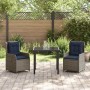 Conjunto de Comedor de Jardín 3 pcs Gris Poliratán