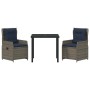 Conjunto de Comedor de Jardín 3 pcs Gris Poliratán