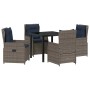 Conjunto de Comedor de Jardín 5 pcs Gris Poliratán