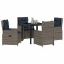 Conjunto de Comedor de Jardín 5 pcs Gris Poliratán