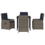 Conjunto de Comedor de Jardín 5 pcs Gris Poliratán
